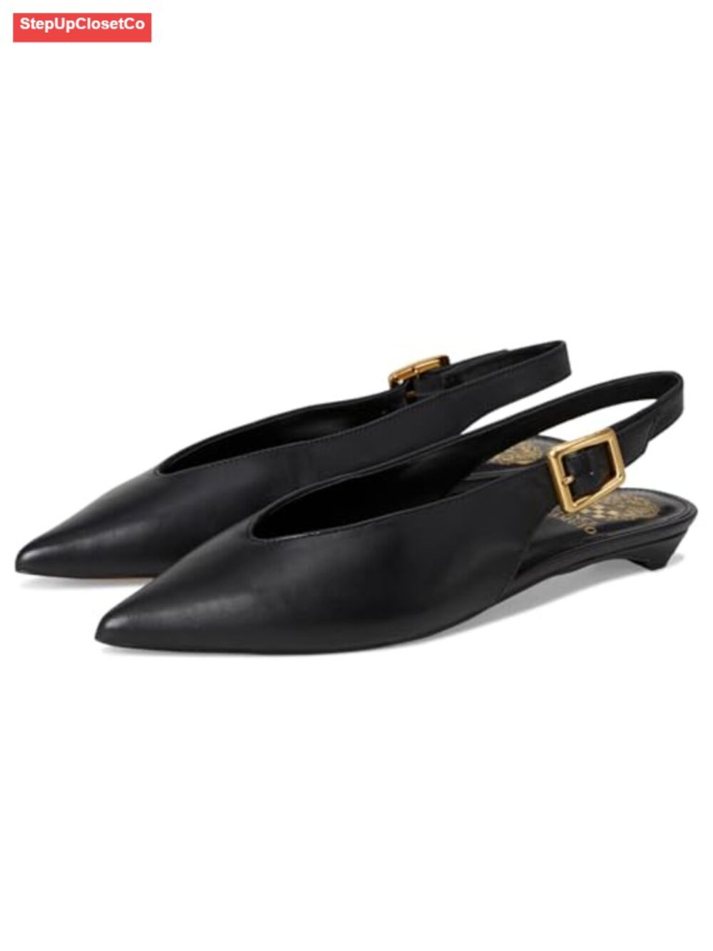 Vince Camuto Valther Kitten Heel Slingback Mules Pointed Toe Leather Women Shoes